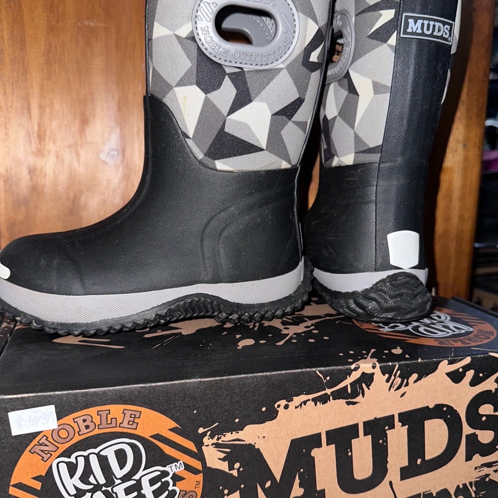Black and Gray Mid-Calf Waterproof Boots